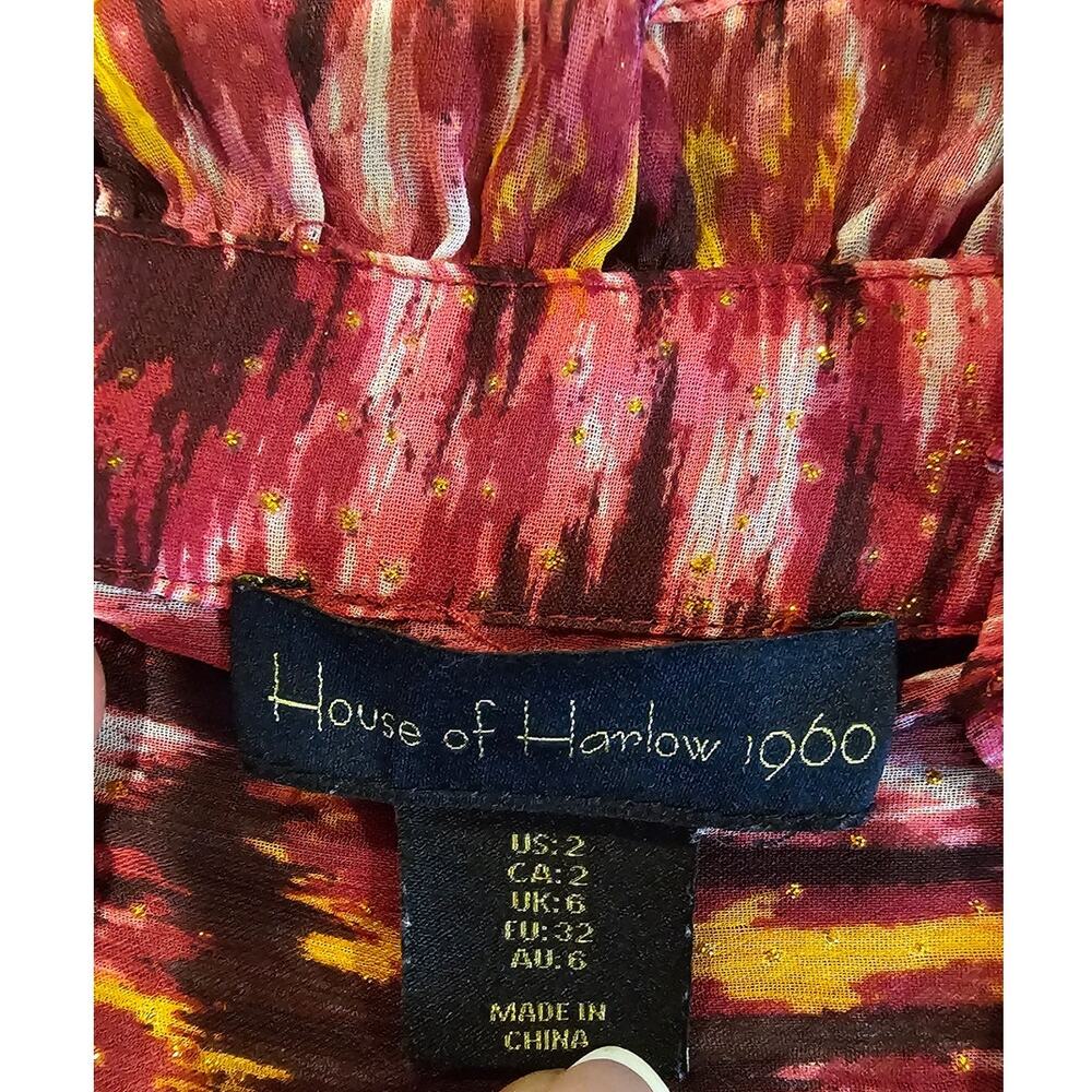 House of Harlow Dress 1960 Revolve Long Sleeve Mini Ruffled Bohemian Sz 2 - Picture 4 of 7